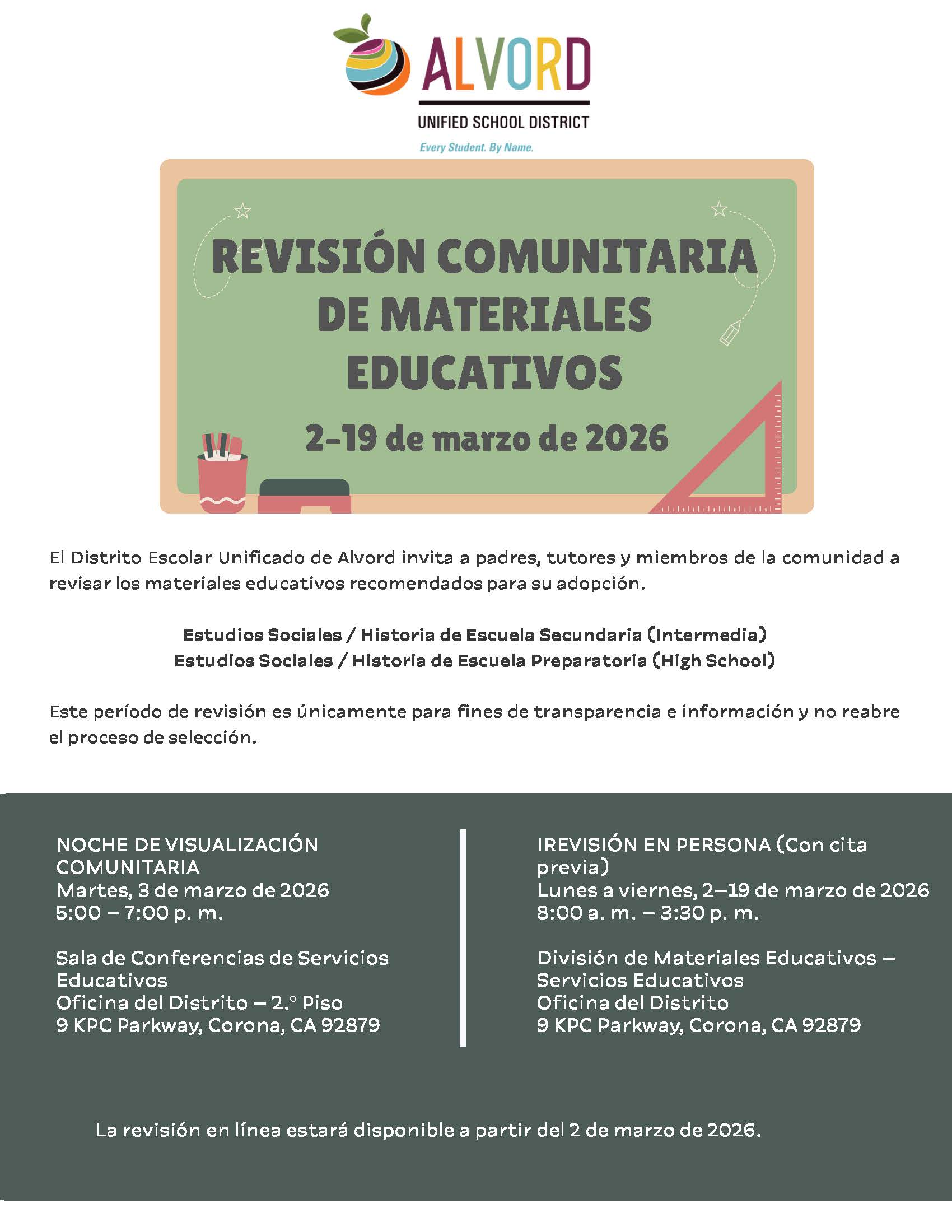 Community Instructional Materials Review - Sp